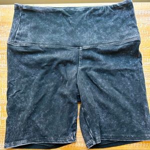 PINK Yoga Black Distressed Washed Biker Shorts